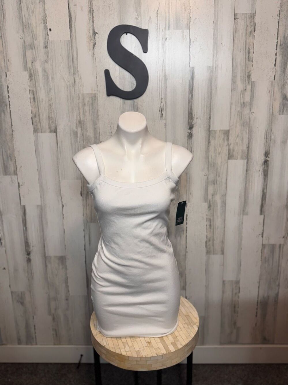 Wild Fable NWT White Ribbed Scoop Low Back Tank Bodycon Mini Dress Womens Small